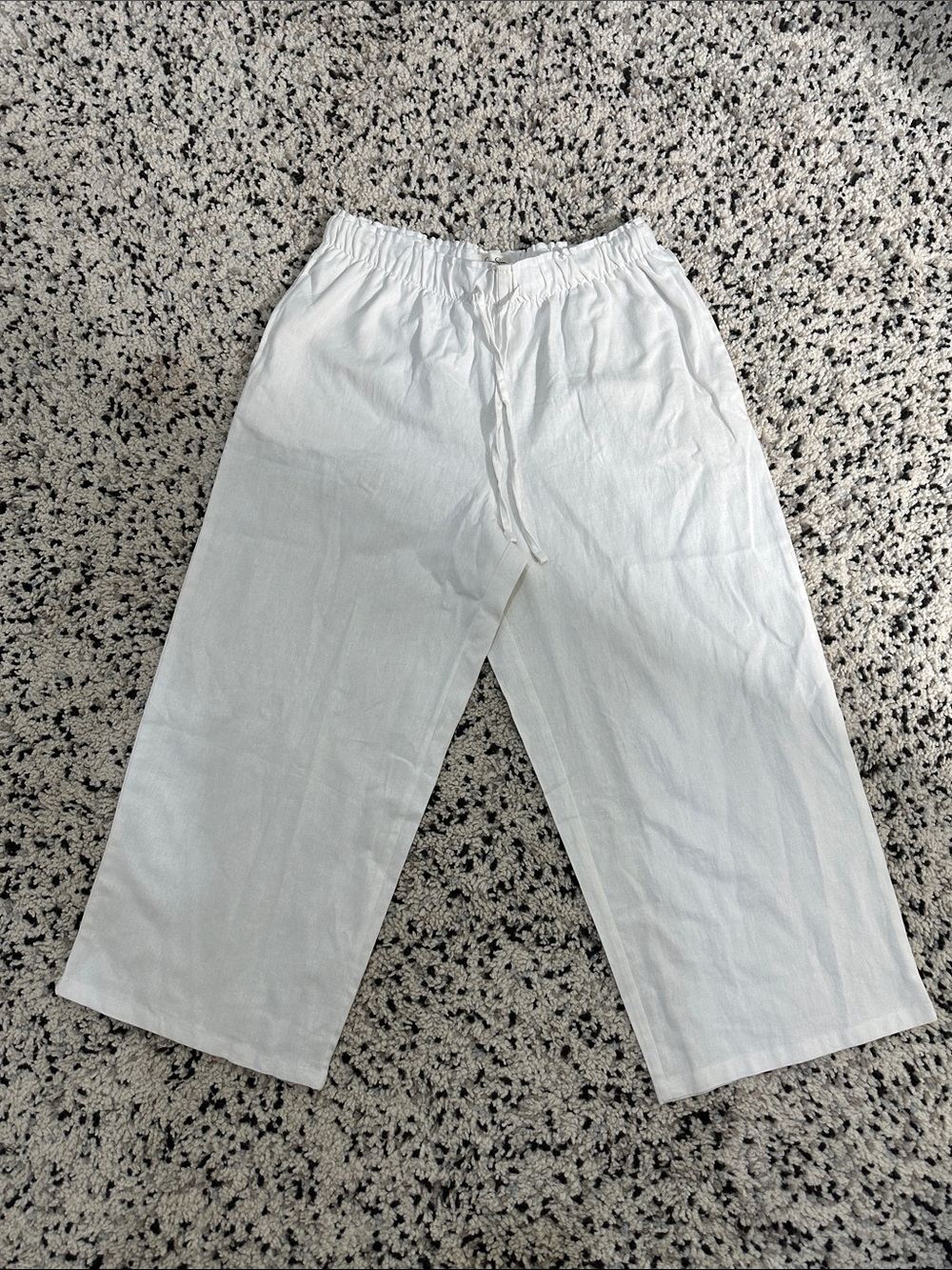 Jessica Simpson‎ White Elastic Waist Linen-Blend Pants